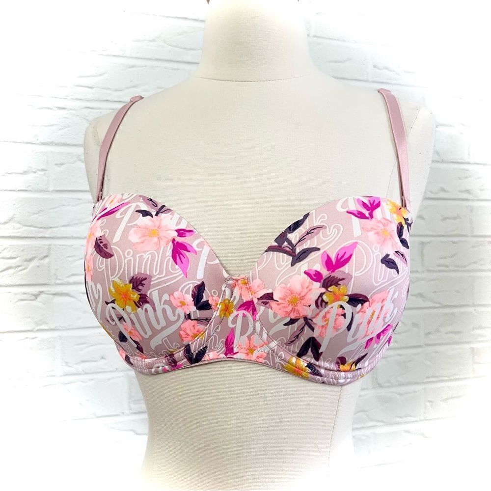 Victoria’s Secret PINK Wear Everywhere Multi-Way Push Up Floral Bra Size 32DD